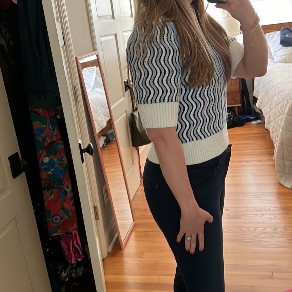 THML IN TOO DEEP BLUE WAVY STRIPE SWEATER TOP large - Picture 10 of 16
